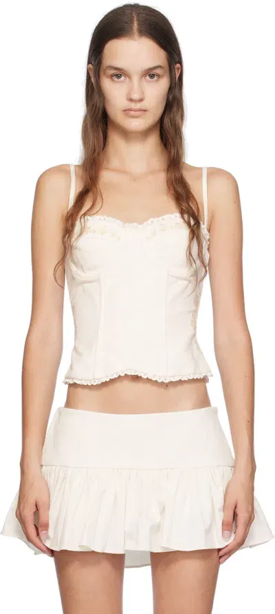 Mirror Palais White Pocket Full Of Posies Bustier In Off-white/pink