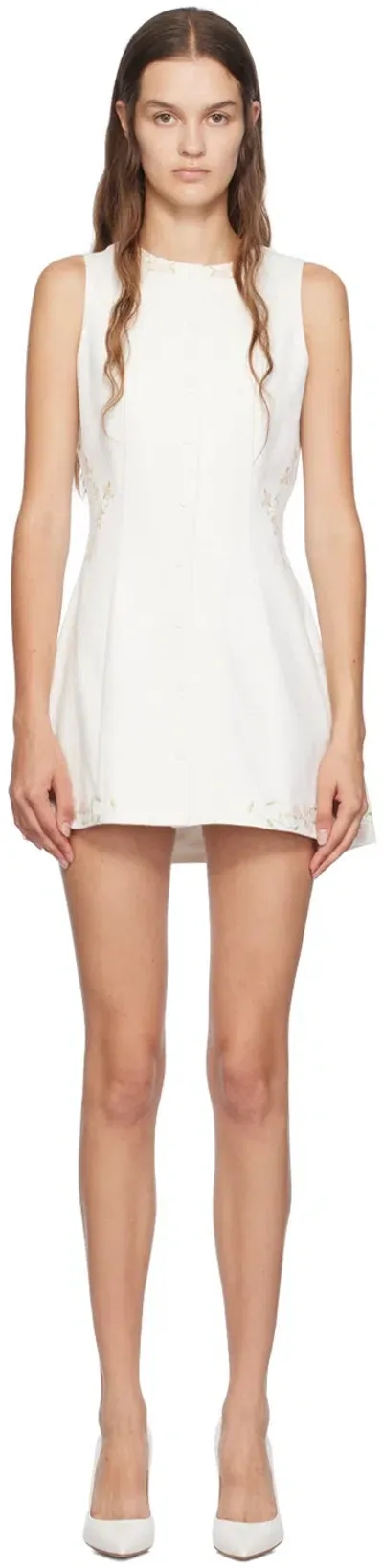 Mirror Palais White Pocket Full Of Posies Minidress In Off-white / Pastel