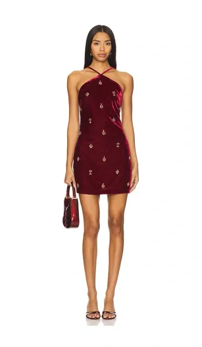 Misa Camille Dress In Garnet Velvet