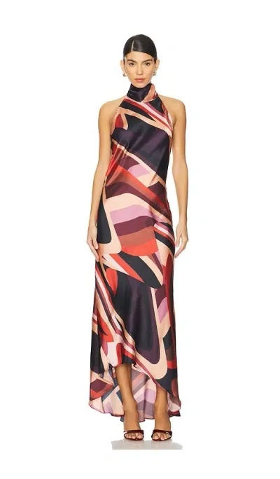 Misa Fiore Dress In Canyon Stripe Satin