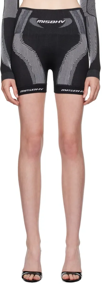 Misbhv Black Biker Sport Shorts In Black/white