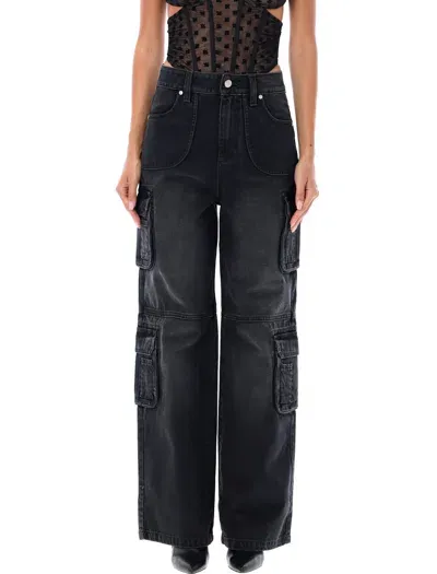 Misbhv Denim Cargo Pant In Washed Black