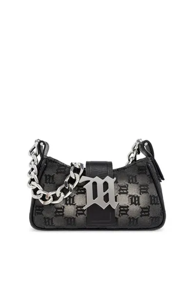 Misbhv Jacquard Monogram Chain Mini Shoulder Bag In Black