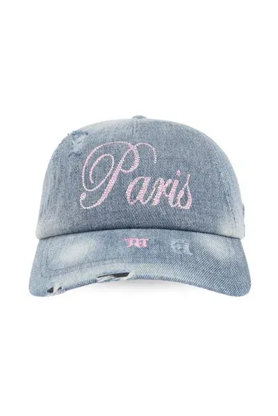 Misbhv Paris Souvenir Embellished Distressed Cap In Blue