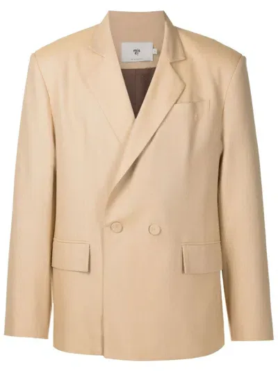 Misci Notched-lapels Double-breasted Blazer In Brown