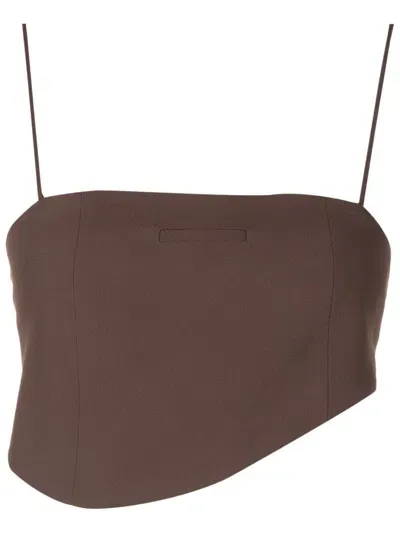 Misci Ruched-detail Cropped Top In Brown