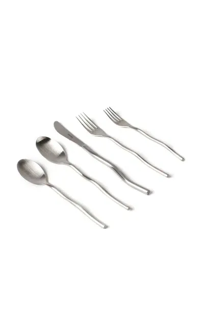 Misette Squiggle Five-piece Cutlery Set In Metallic