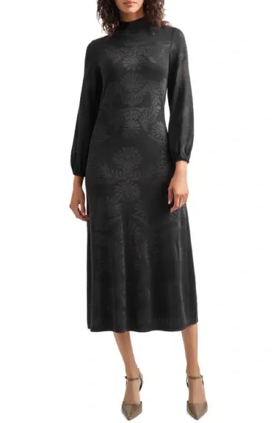 Misook Long Sleeve Burnout Dress In Black