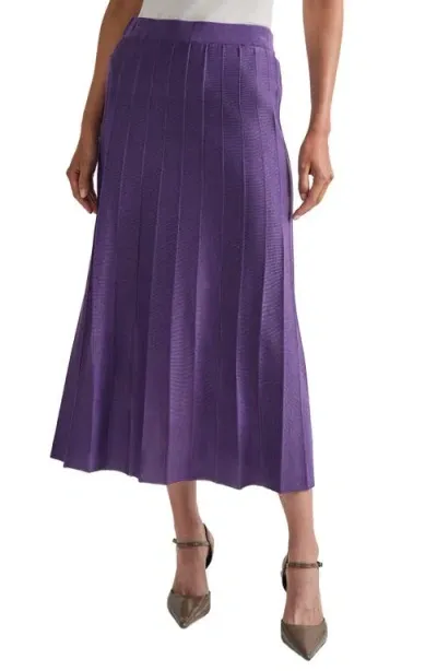 Misook Tonal Space Rib Knit A-line Skirt In Plum Royal