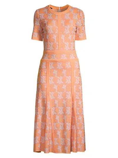 Misook Women's Draped Intarsia Knit Midi-dress In Peach Blossom White