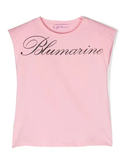 Miss Blumarine Kids' Butterfly-print Detail T-shirt In Pink