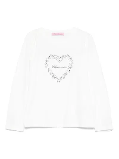 Miss Blumarine Kids' Crystal-embellished T-shirt In White