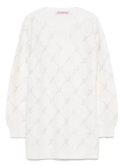 Miss Blumarine Kids' Crystal-logo Sweater In White