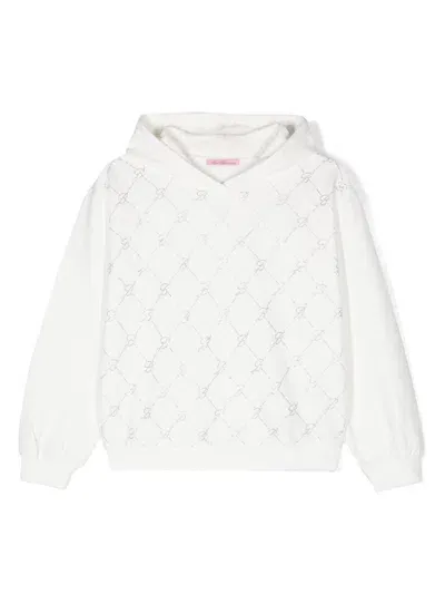 Miss Blumarine Kids' Logo-embellished Hoodie In White