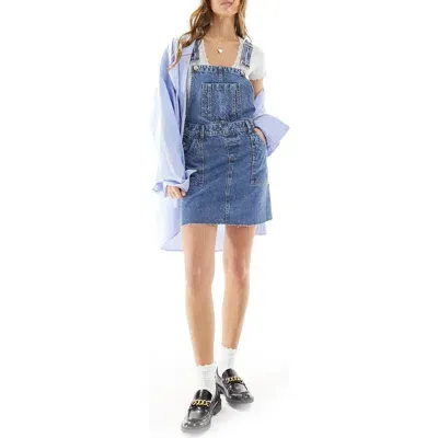 Miss Selfridge Denim Overall Dress In Light Blue