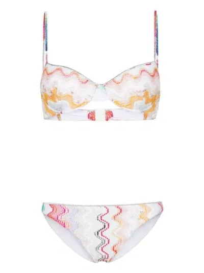 Missoni Wave Knitted-overlay Bikini In White