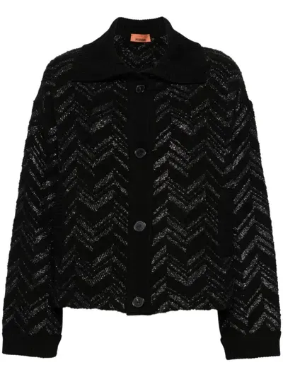 Missoni Zigzag-woven Lurex-detailed Cardigan In Black