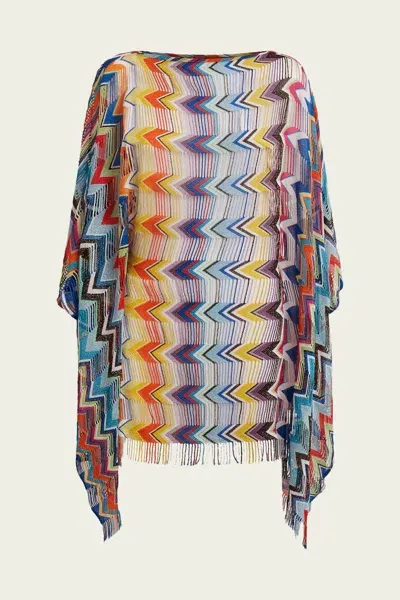 Missoni Chevron Fringe Kaftan In Multicolor Carioca