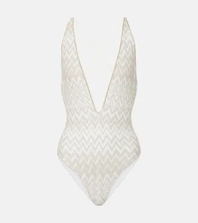 Missoni Chevron Lamé Swimsuit In Multicoloured