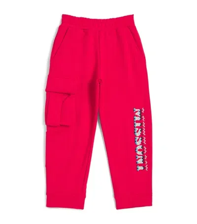 Missoni Kids' Cotton Logo Sweatpants In Red