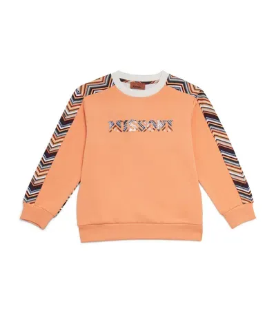 Missoni Kids' Cotton Logo Sweatshirt In Orange