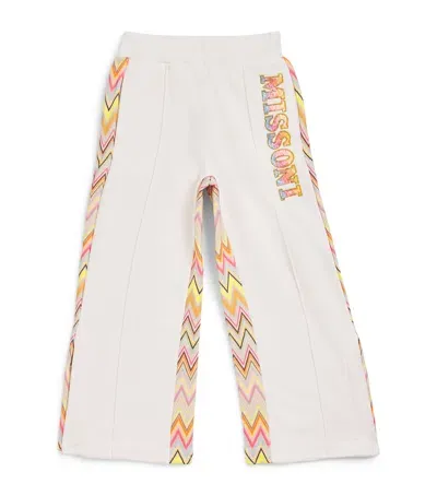 Missoni Kids' Cotton Zizgag-trim Sweatpants In Ivory