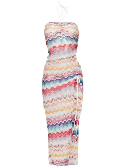 Missoni Zigzag Crochet-knit Halterneck Dress In White