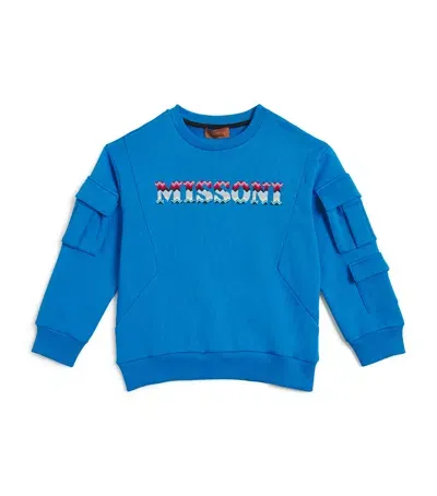 Missoni Kids' Embroidered Logo Cargo Sweatshirt In Blue