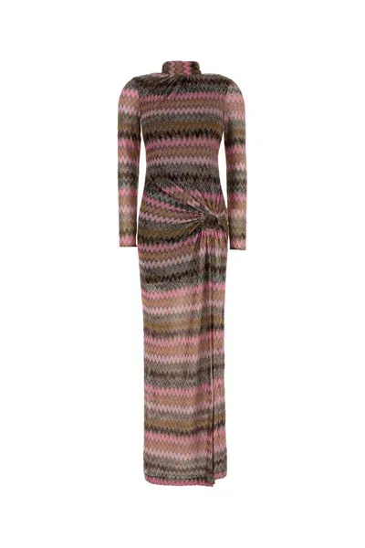 Missoni Embroidered Viscose Blend Long Dress In Multicolor