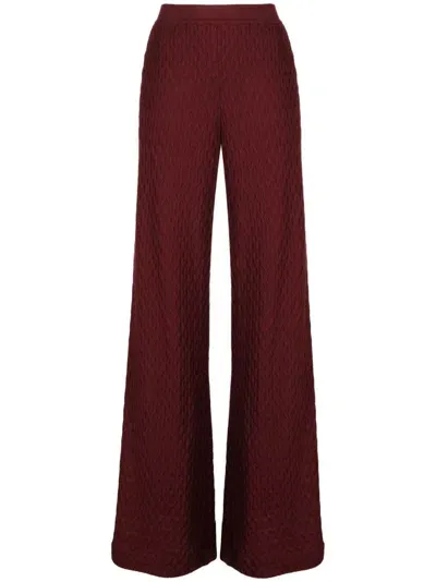 Missoni Flared Knitted Trousers In Red