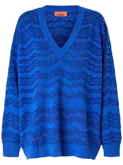 Missoni Geometric-patterned Jumper In Blue