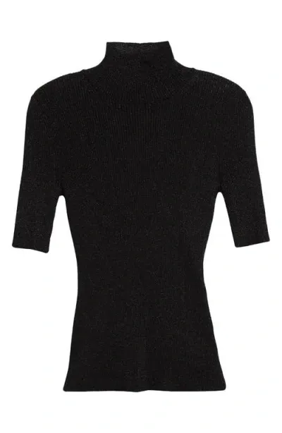 Missoni Glitter Effect Short Sleeve Turtleneck In Black