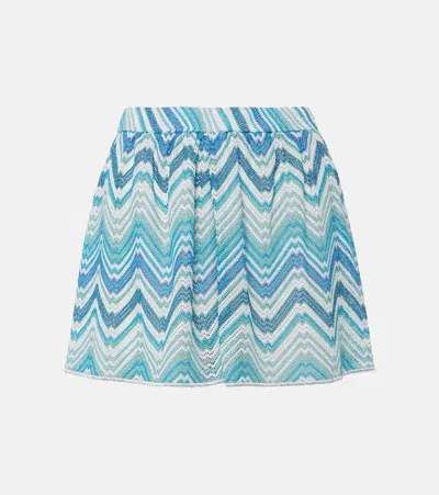 Missoni High-rise Lamé Shorts In Blue