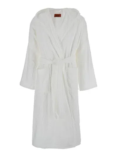 Missoni Home Hooded Belted Bathrobe In White