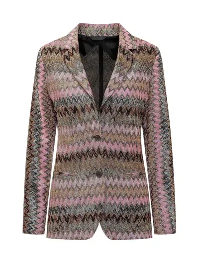 Missoni Lame Chevron Knitted Blazer In L Multi