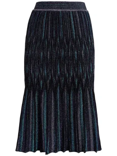 Missoni Lamé Diamond-motif Flared Midi Skirt In Black