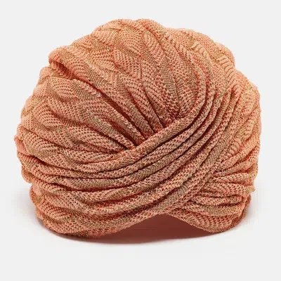 Pre-owned Missoni Light Orange Lurex Knit Turban