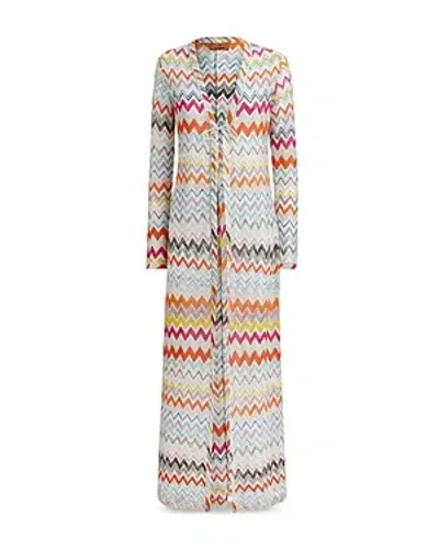 Missoni Long Cardigan Swim Cover-up In Multi W,white Base