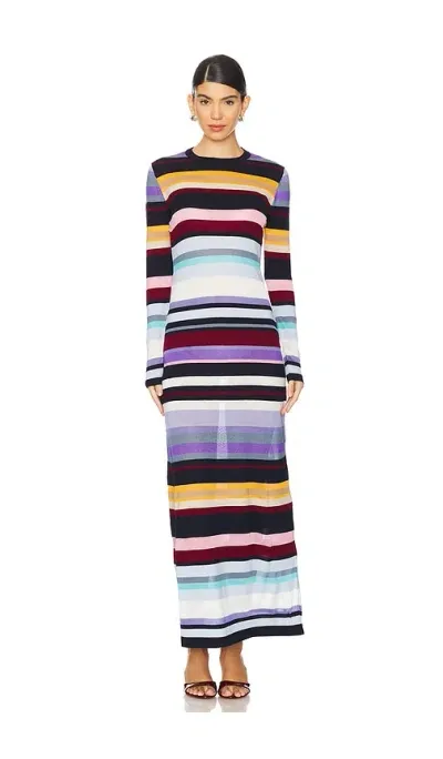 Missoni Wool Blend Long Sleeve Knit Maxi Dress In Multicolor