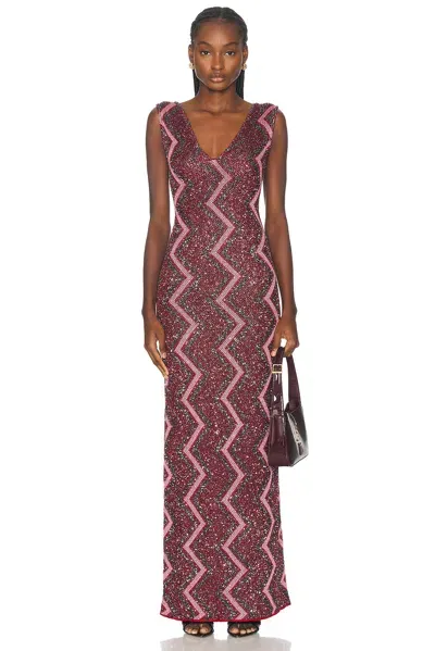 Missoni Macro Sleeveless Long Dress In Red