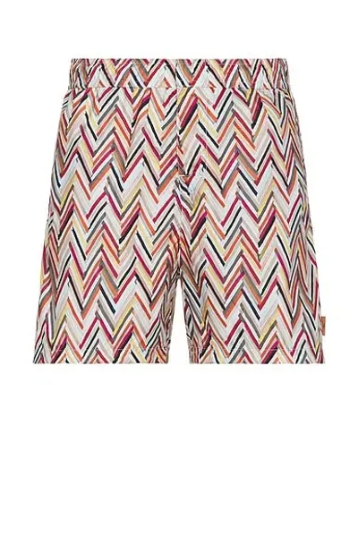 Missoni Medium Length Swim Short In Orange & Beige