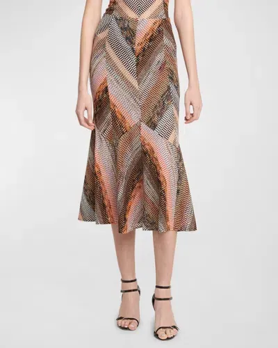 Missoni Metallic Chevron Midi Skirt In Multicolor