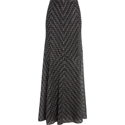 Missoni Metallic Knit A-line Skirt In Black And Silver