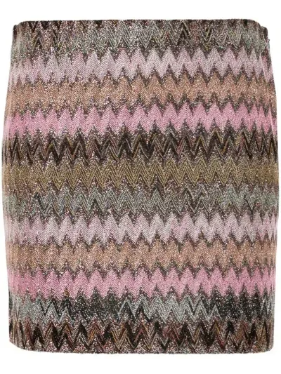 Missoni Mini Skirt With Zigzag Pattern In Multicolor