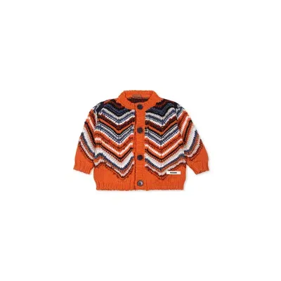 Missoni Orange Cardigan For Baby Boy With Chevron Pattern In Bunt