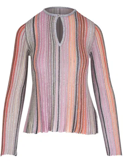 Missoni Sequin-embellished Ribbed Jumper In Pink