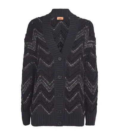 Missoni Sequinned Chevron Cardigan In Black