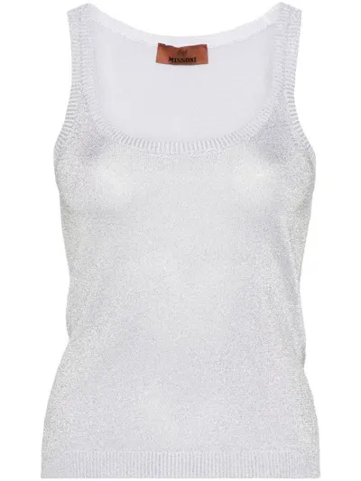 Missoni Sleeveless Lurex Tank Top In Silver