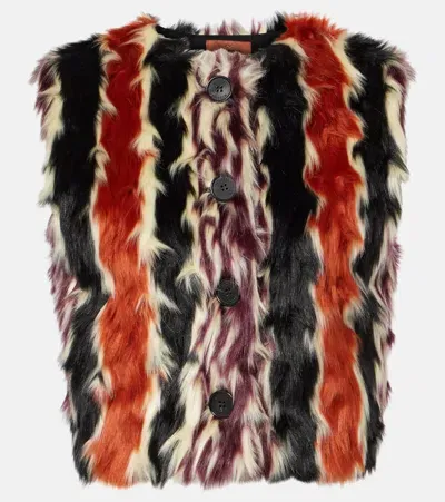 Missoni Striped Faux Fur Vest In Multicoloured