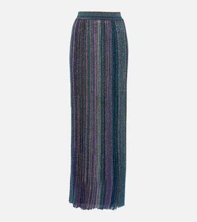 Missoni Striped Ribbed-knit Lamé Maxi Skirt In Multicoloured